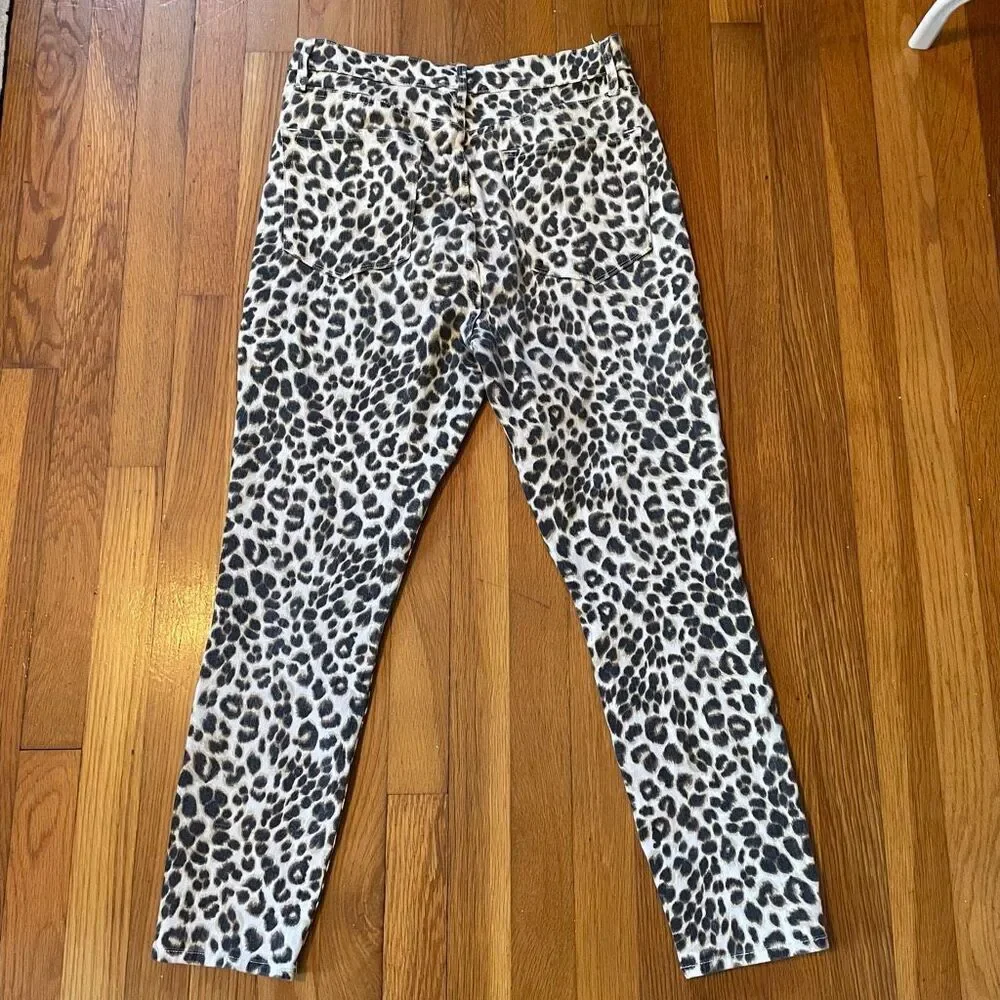 FRAME | ali high rise cigarette jeans beige leopard print 30